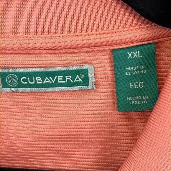 Cubavera Men’s Polo Shirt XXL Peach 100% Polyester Textured Knit Casual Like New - Picture 3 of 8